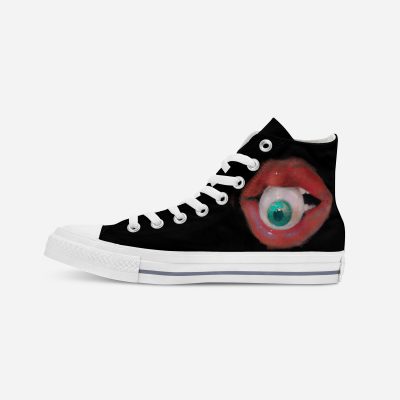 “Lips & eyes” | Hand-painted hit-top canvas shoes