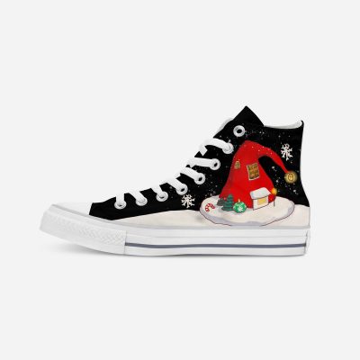 “Christmas cottage” | Hand-painted hit-top canvas shoes