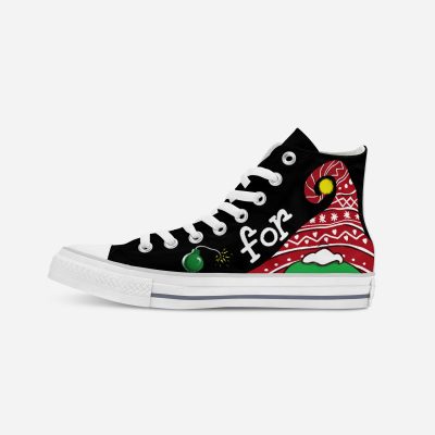 “Christmas hat gnome” | Hand-painted hit-top canvas shoes