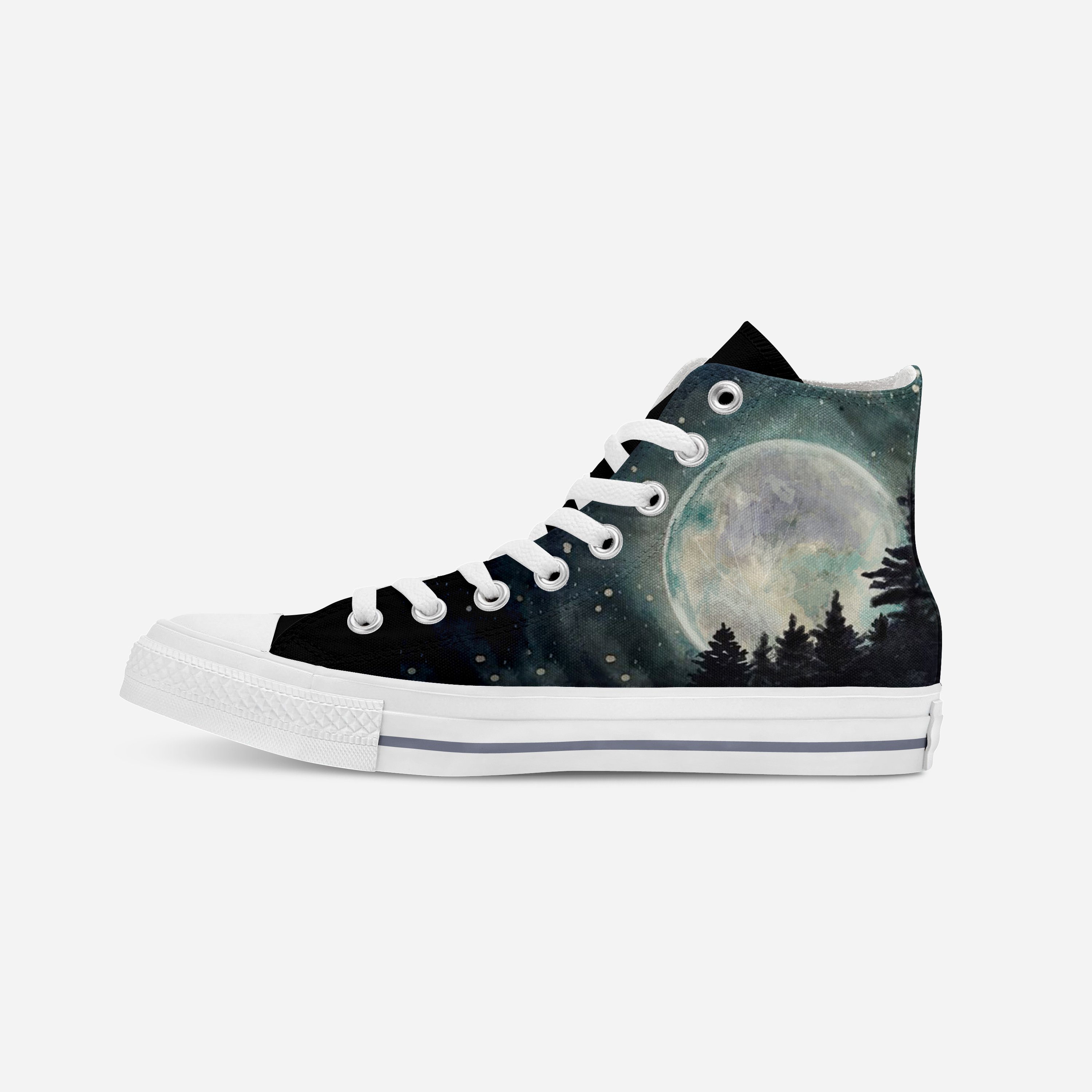 “Starry Forest" | Hand-painted hit-top canvas shoes