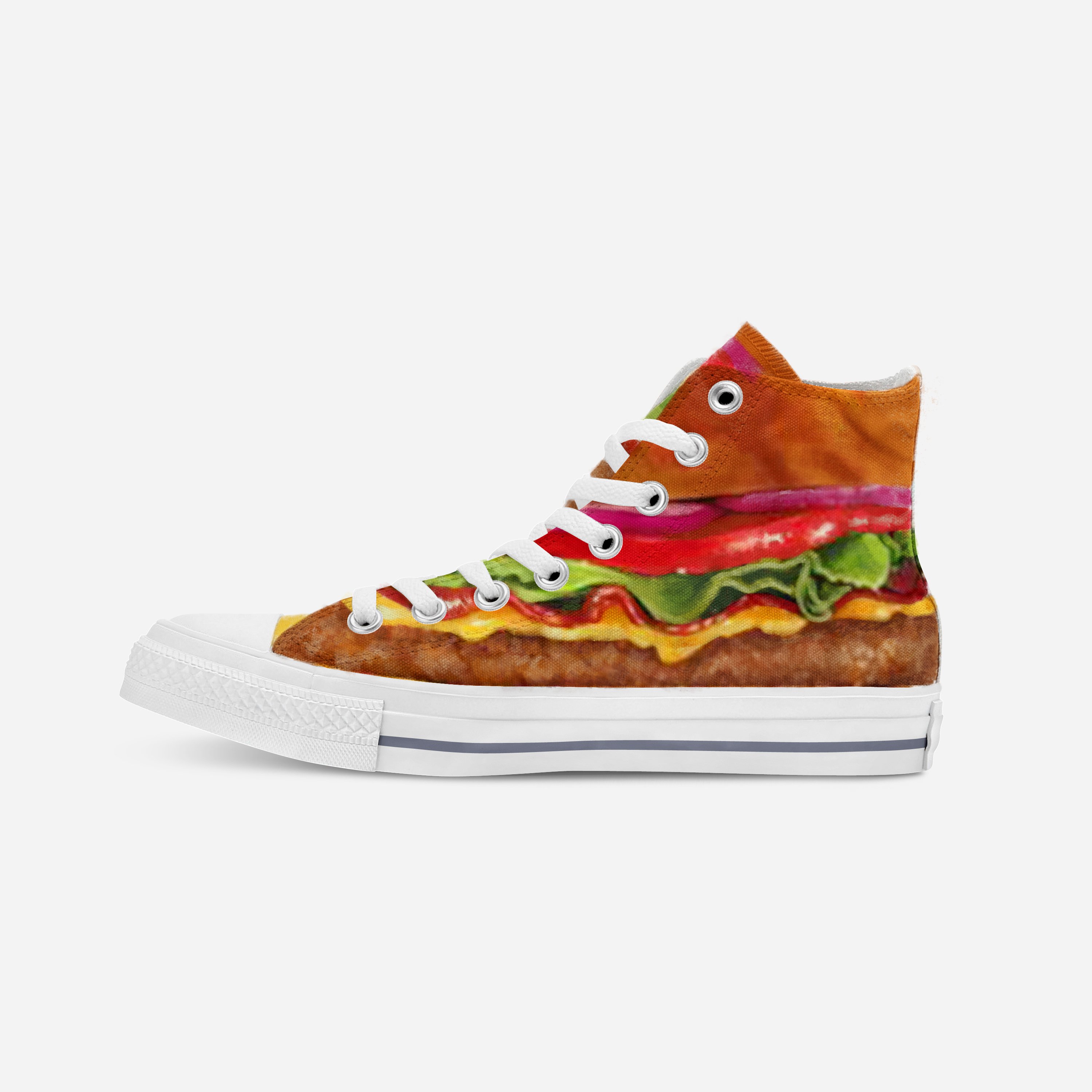 “Hamburger” | Hand-painted hit-top canvas shoes