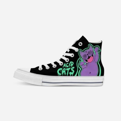 “Acid cats” | Hand-painted hit-top canvas shoes