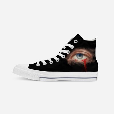 “Bleeding eyes” | Hand-painted hit-top canvas shoes