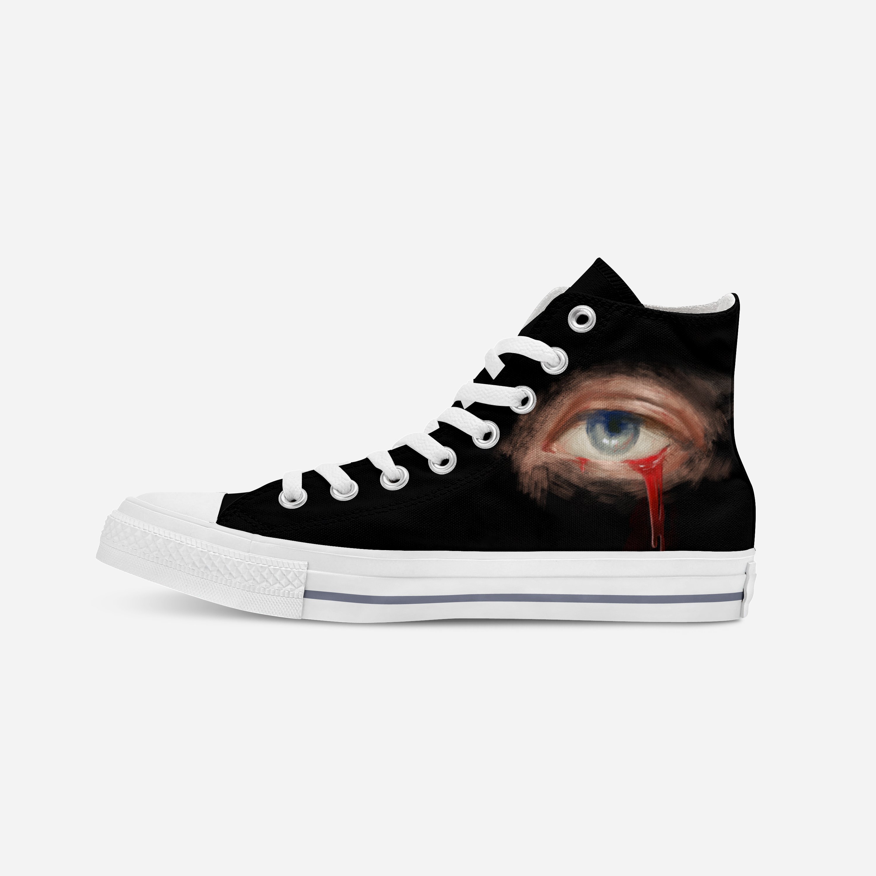 “Bleeding eyes” | Hand-painted hit-top canvas shoes
