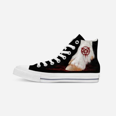 “Baphomet goat hoof” | Hand-painted hit-top canvas shoes