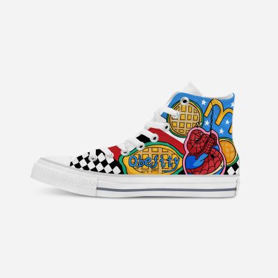 “Obesity Spiderman” | Hand-painted hit-top canvas shoes